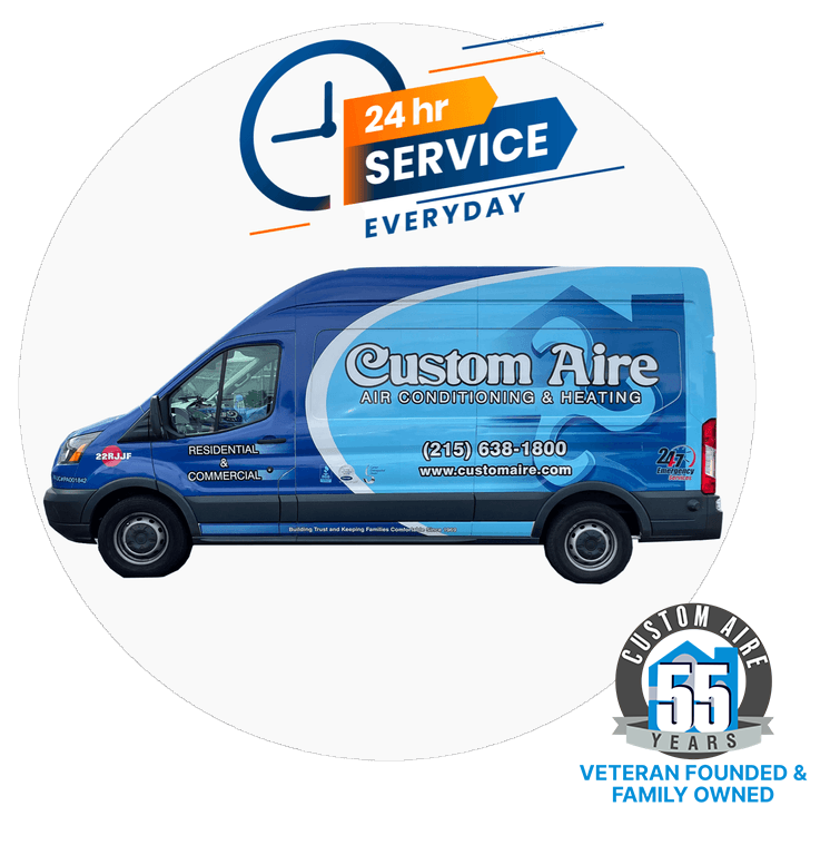 Customaire truck with wording 24hr Service Everyday