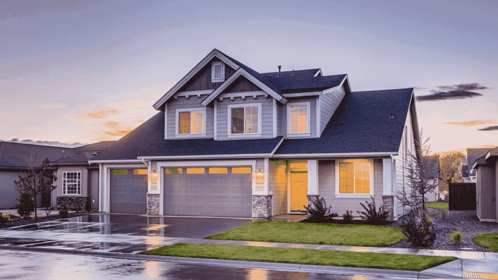 suburban home in the evening