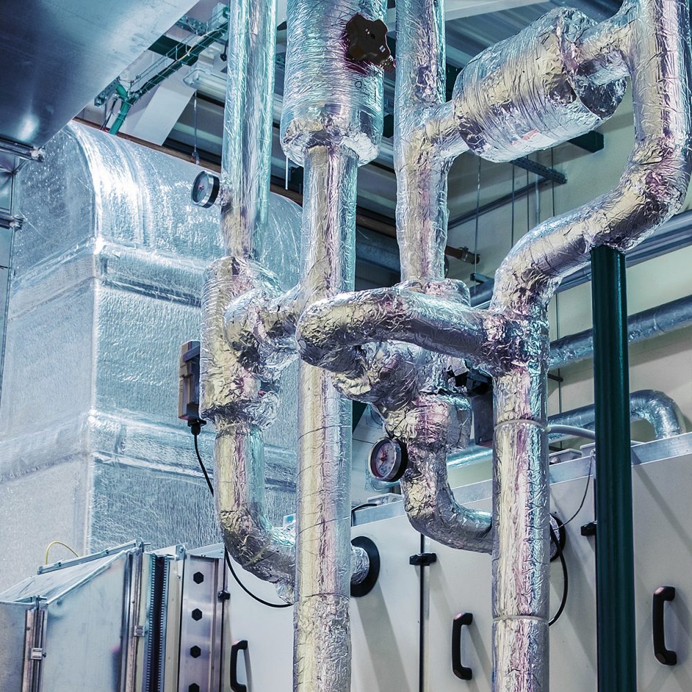Industrial Glycol Pipeline Insulated With Metallic Foil